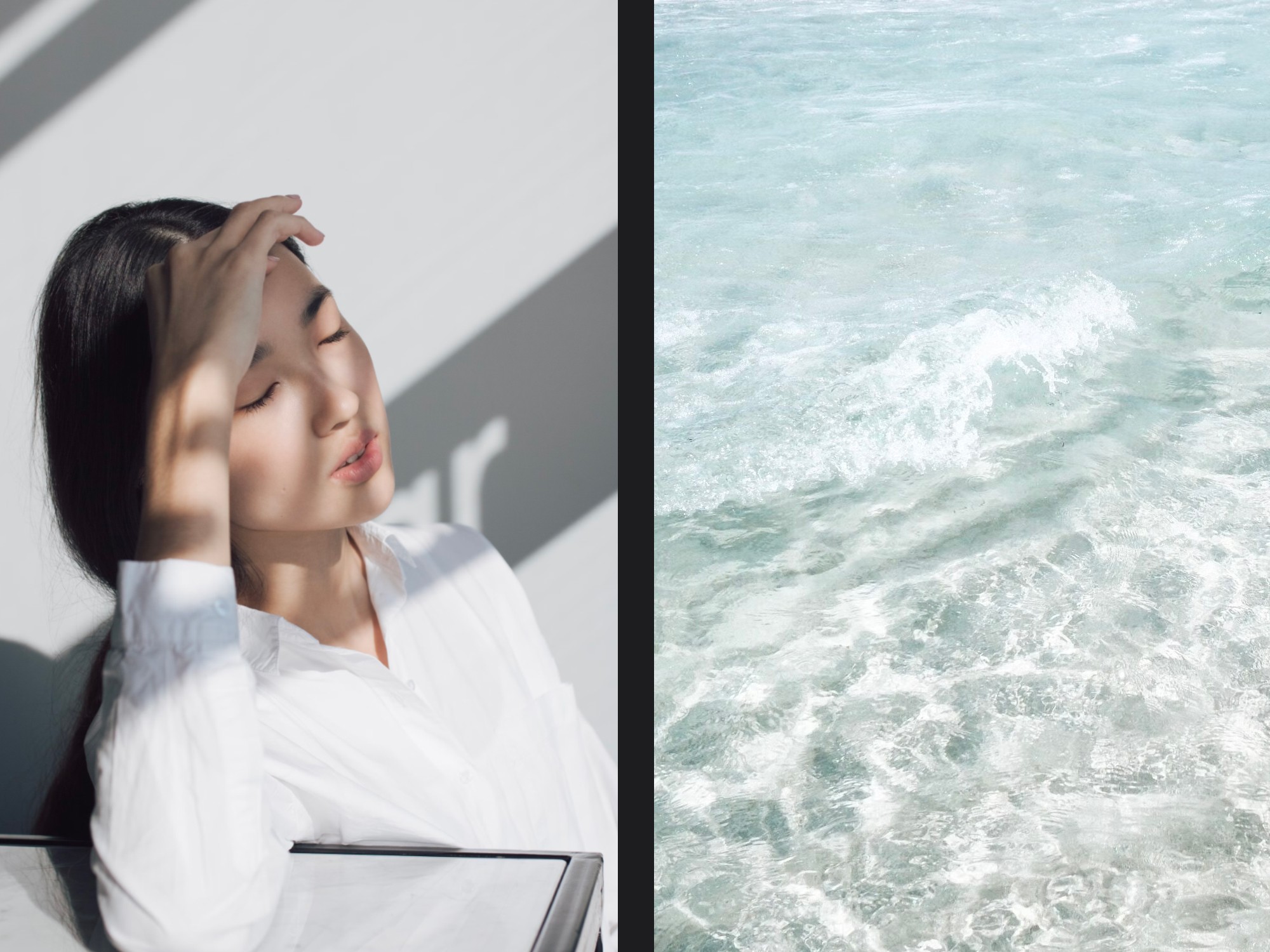 AQRA mood imagery — portrait and clear water
