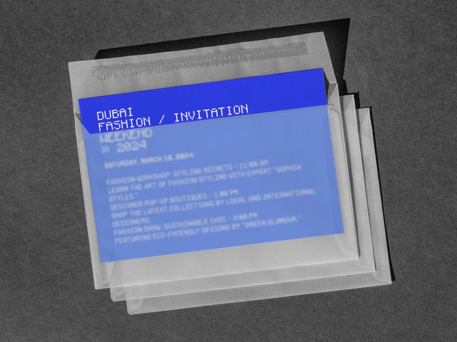 Invitation card in a translucent envelope
