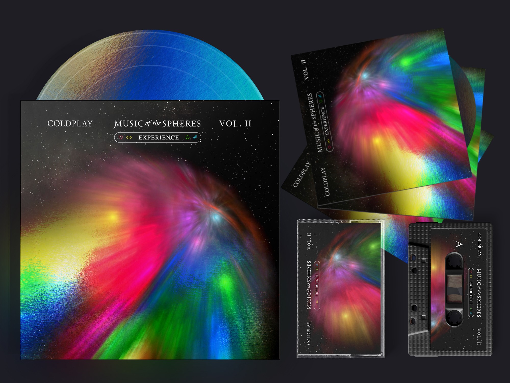 Vinyl, sleeves and cassette mockup