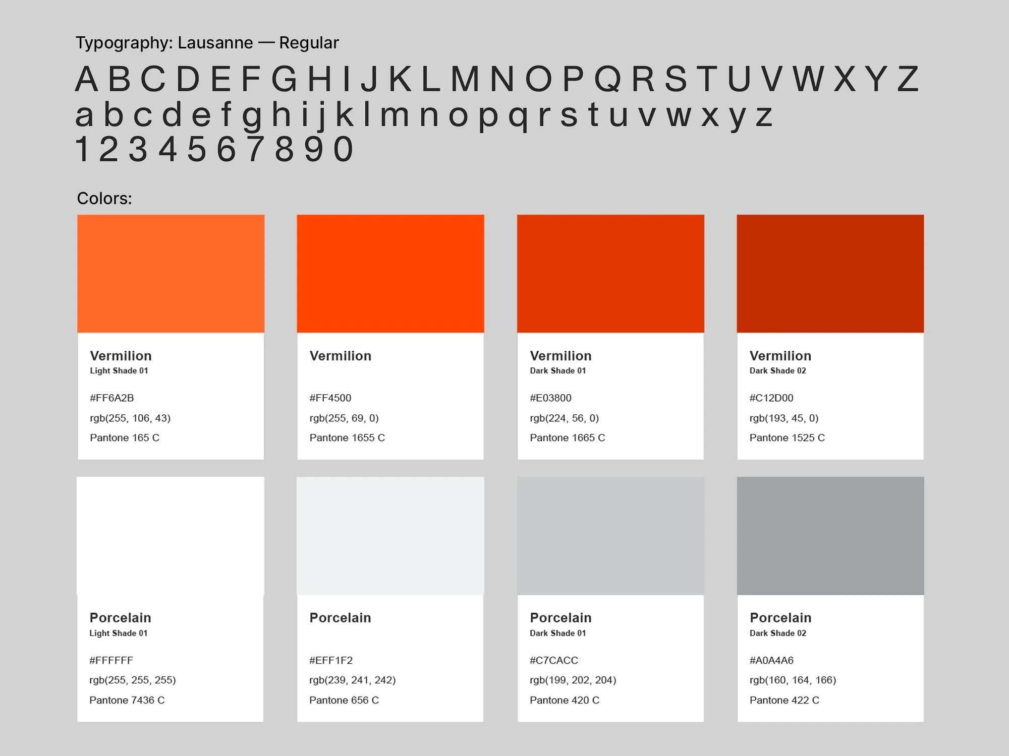 Brand typography and colour palette